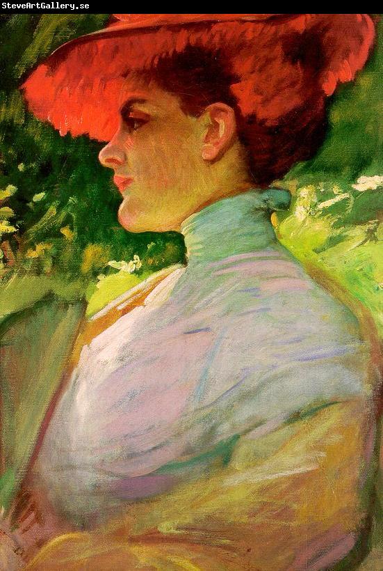 Frank Duveneck Lady With a Red Hat